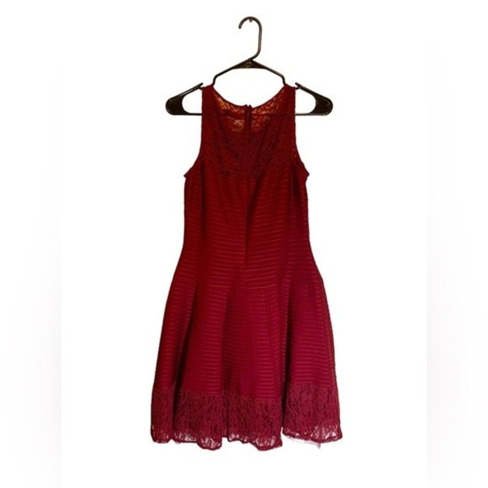The Limited Sleeveless Mini Dress Fit to Flare Lace Burgundy Red Size 6